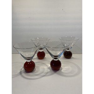 Vintage MCM E Cointreau Martini Glasses Controlled Bubble Ball Base Set Of 4